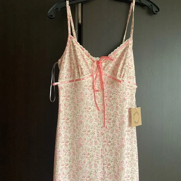 bailey rose mesh Floral Pink Maxi Dress maxi size S - Picture 4 of 7